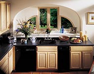Custom Kitchen and counter tops and Custom Casement windows with quarter rounds